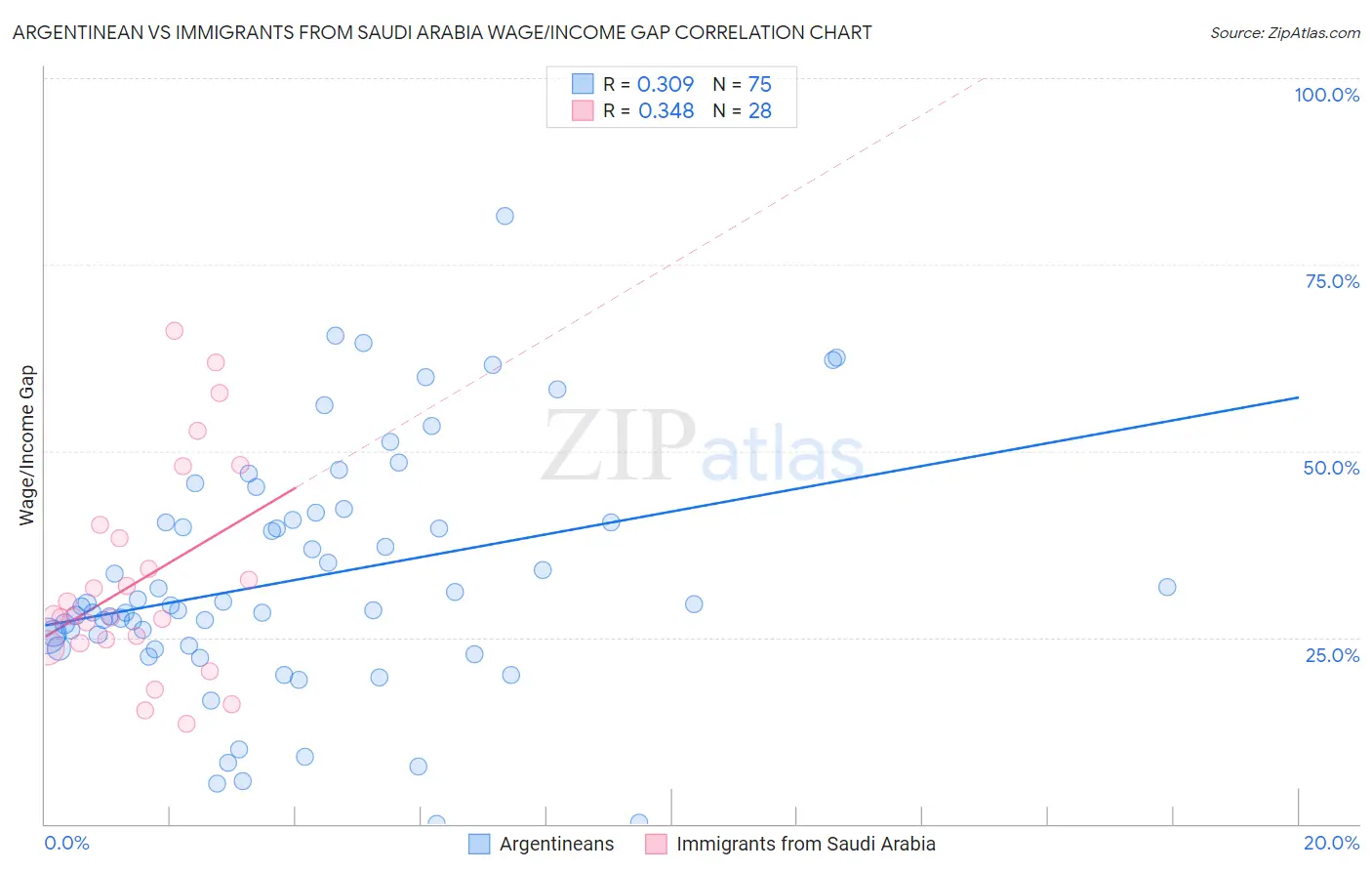 Argentinean vs Immigrants from Saudi Arabia Wage/Income Gap