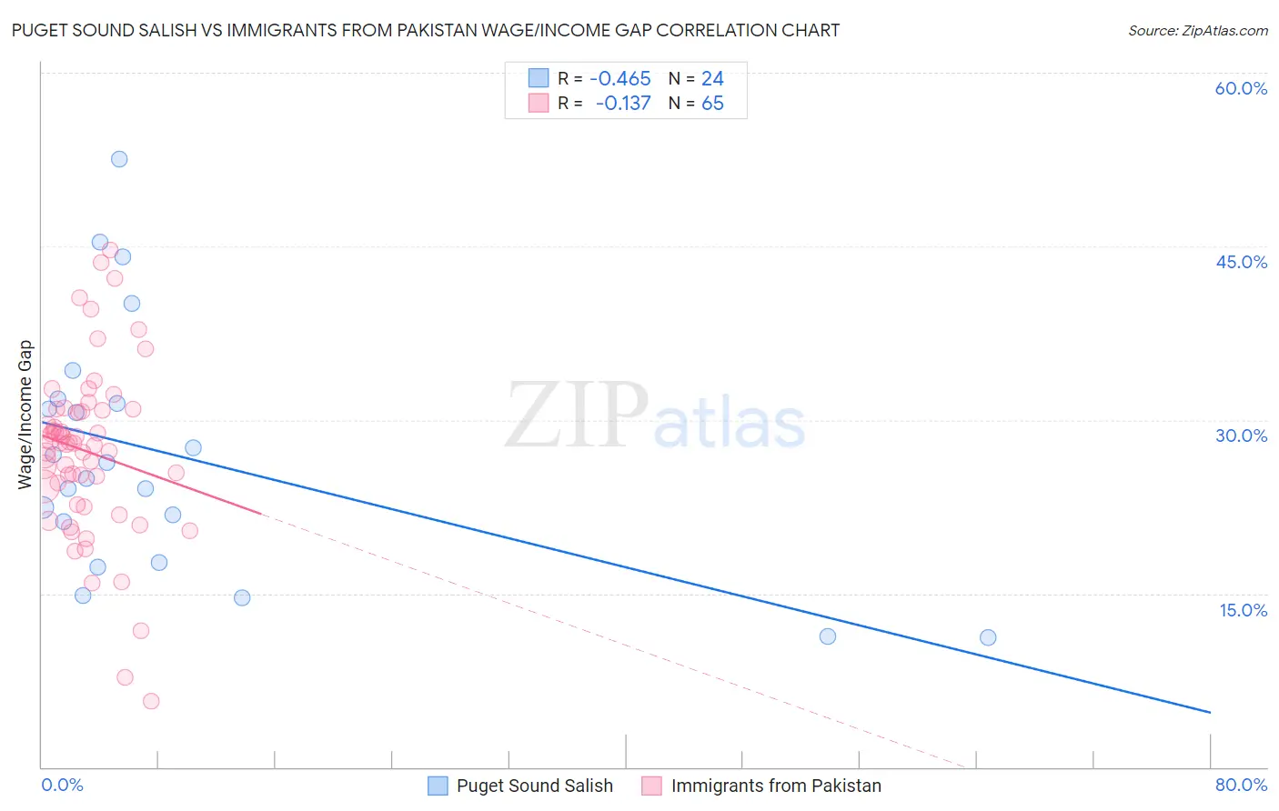 Puget Sound Salish vs Immigrants from Pakistan Wage/Income Gap