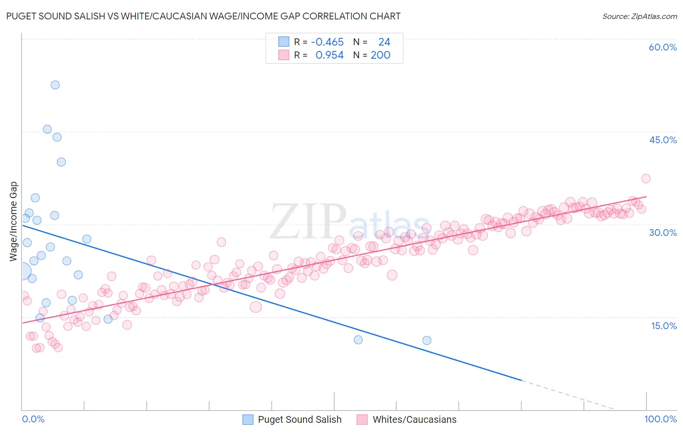 Puget Sound Salish vs White/Caucasian Wage/Income Gap