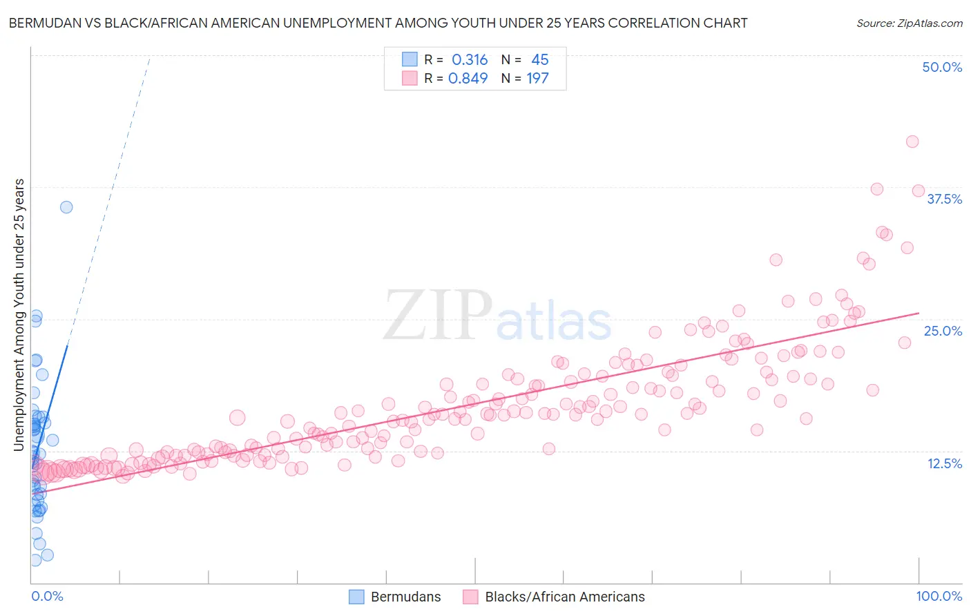 Bermudan vs Black/African American Unemployment Among Youth under 25 years