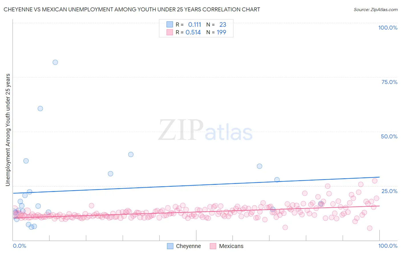 Cheyenne vs Mexican Unemployment Among Youth under 25 years