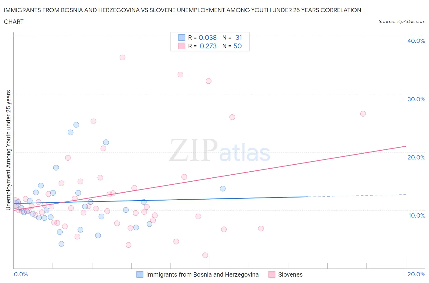 Immigrants from Bosnia and Herzegovina vs Slovene Unemployment Among Youth under 25 years