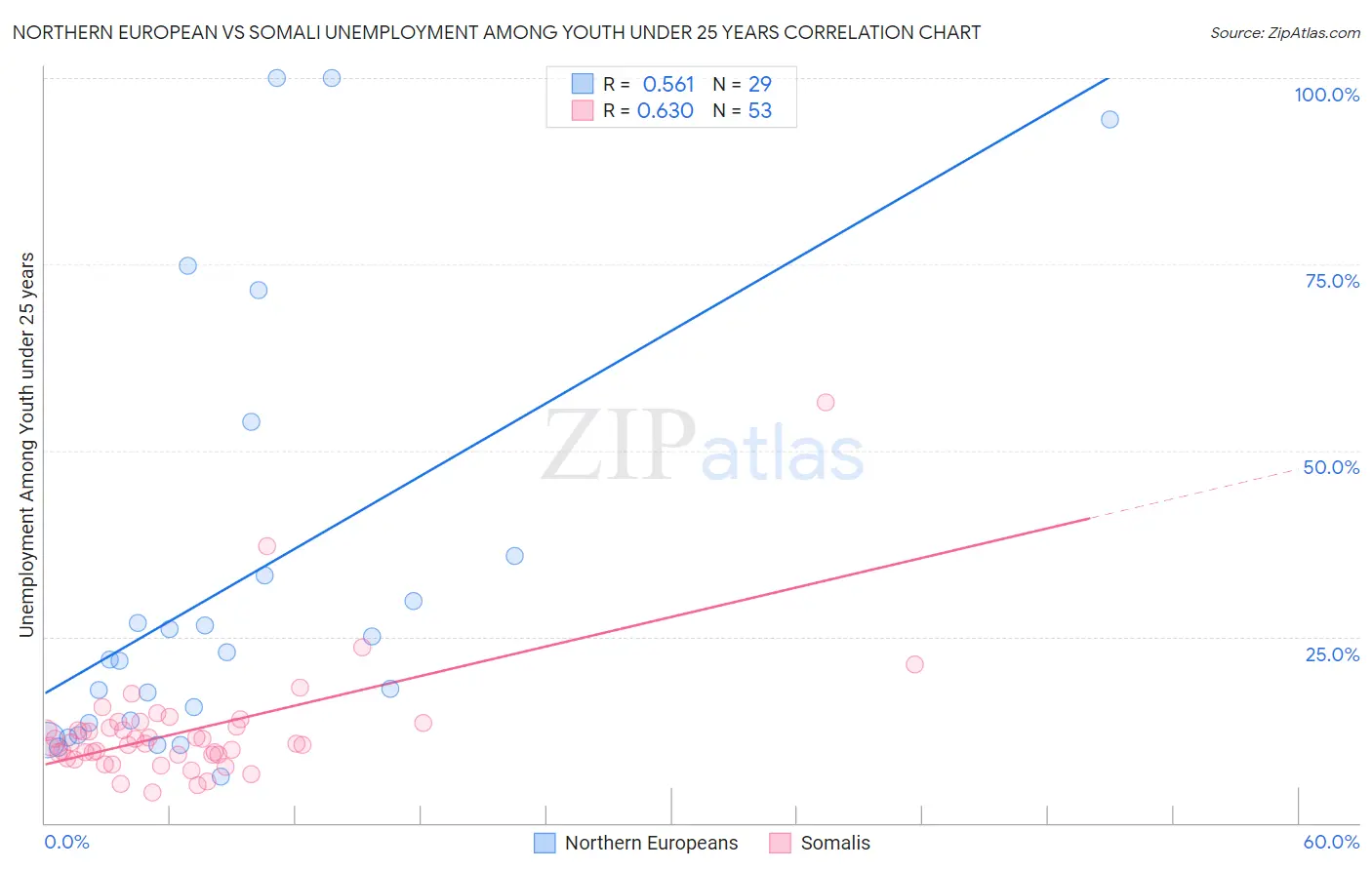 Northern European vs Somali Unemployment Among Youth under 25 years