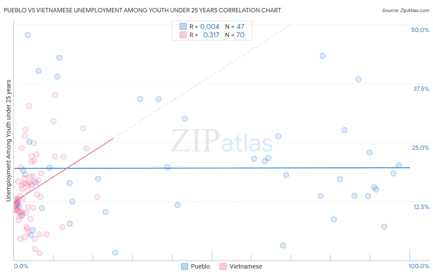 Pueblo vs Vietnamese Unemployment Among Youth under 25 years