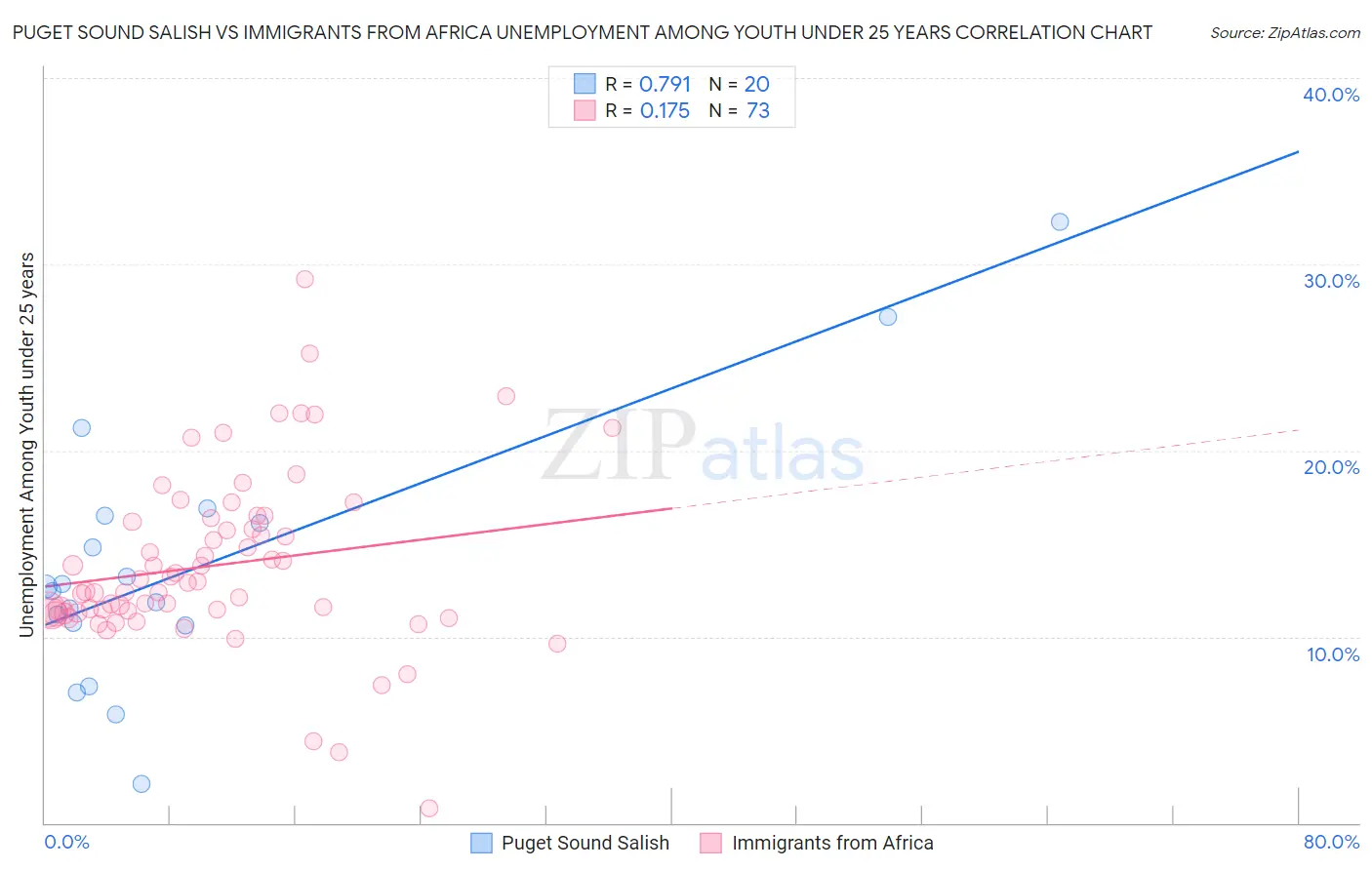 Puget Sound Salish vs Immigrants from Africa Unemployment Among Youth under 25 years