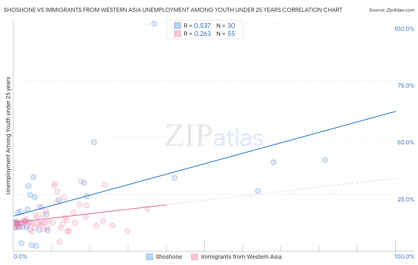 Shoshone vs Immigrants from Western Asia Unemployment Among Youth under 25 years