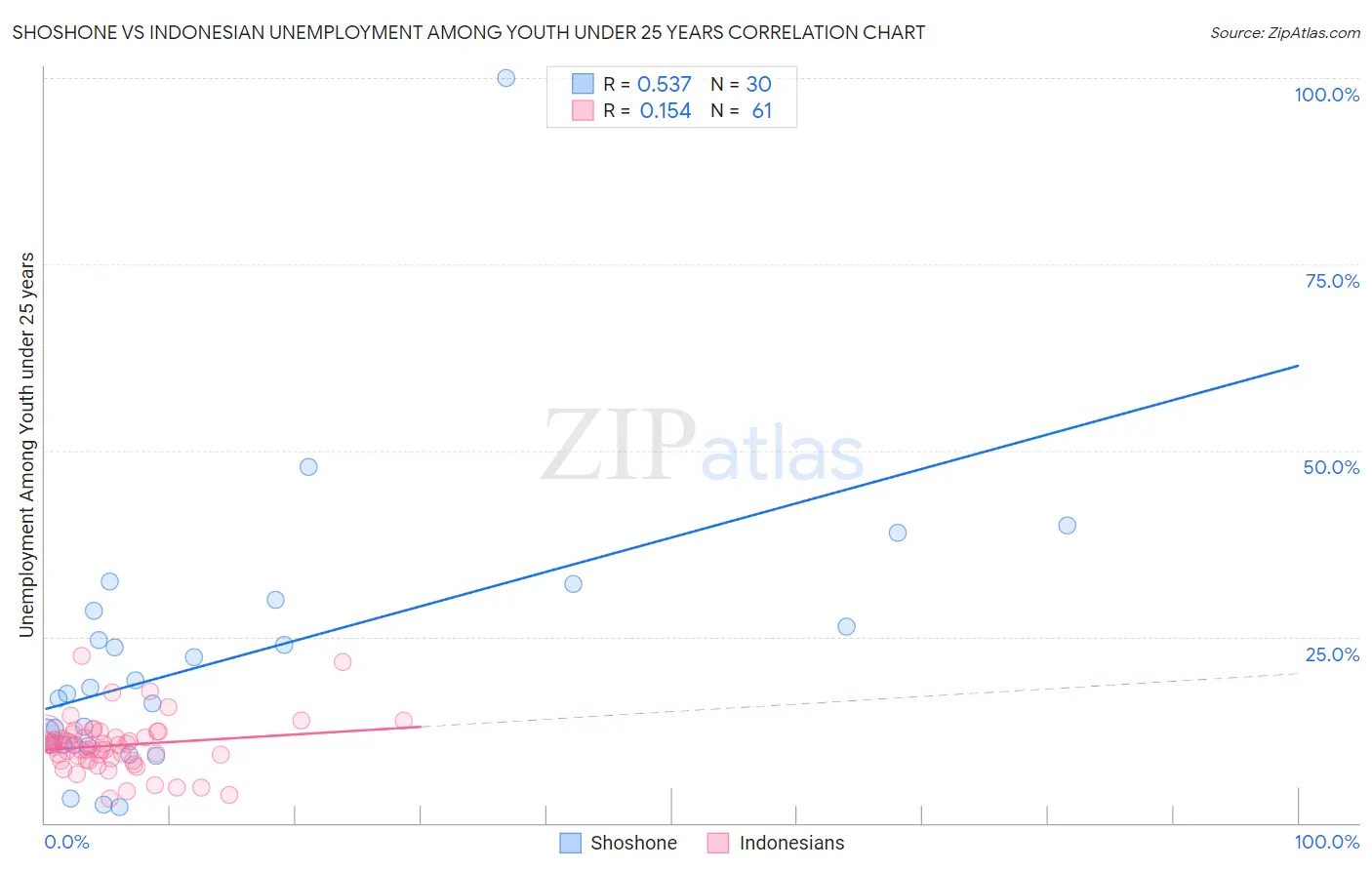 Shoshone vs Indonesian Unemployment Among Youth under 25 years