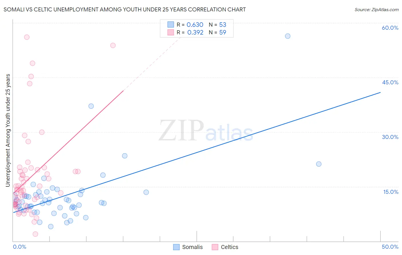 Somali vs Celtic Unemployment Among Youth under 25 years