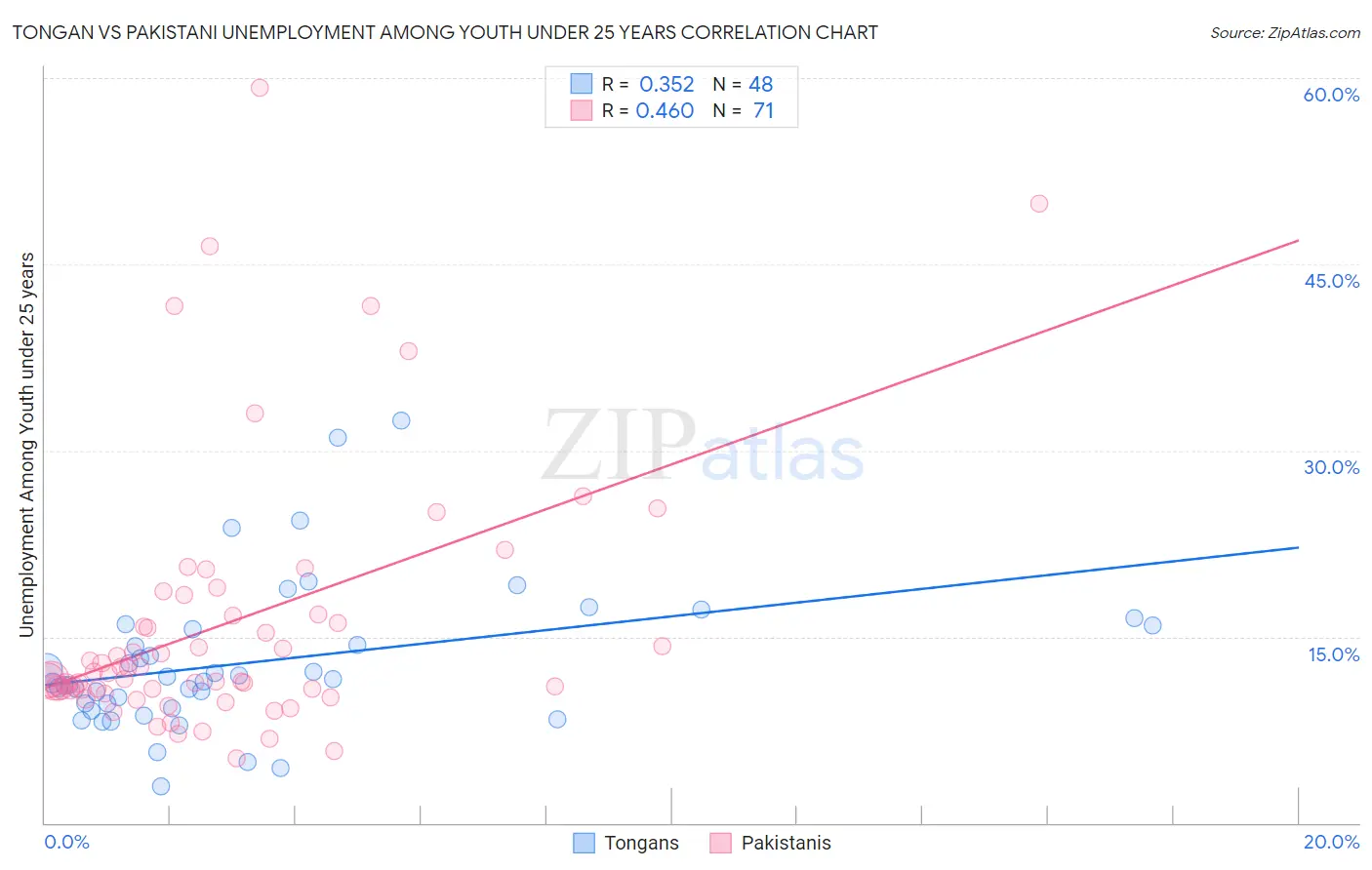 Tongan vs Pakistani Unemployment Among Youth under 25 years