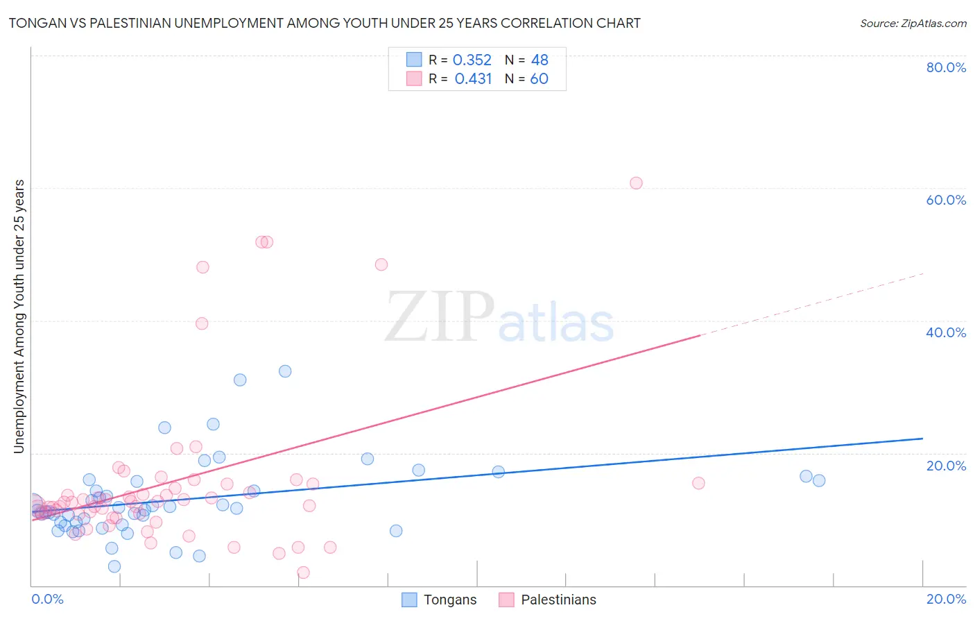 Tongan vs Palestinian Unemployment Among Youth under 25 years