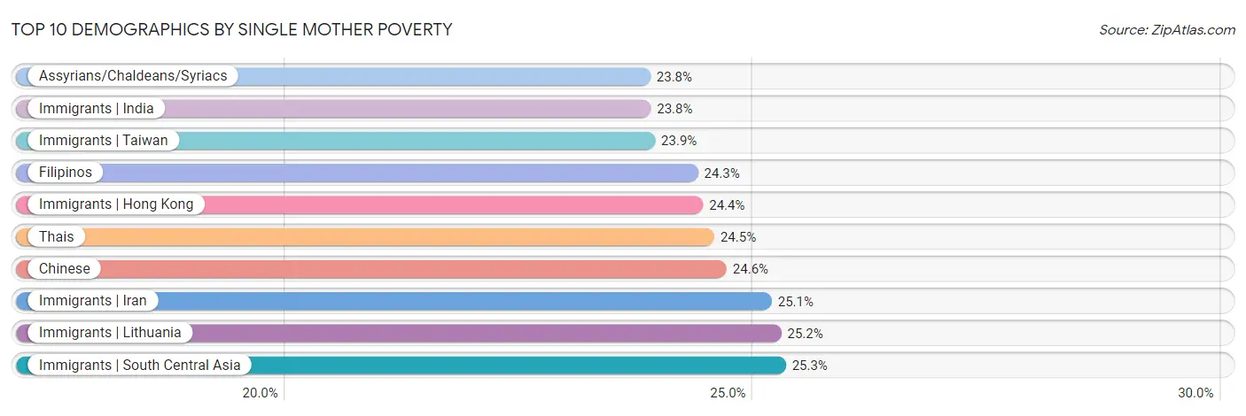 Top 10 Demographics by Single Mother Poverty