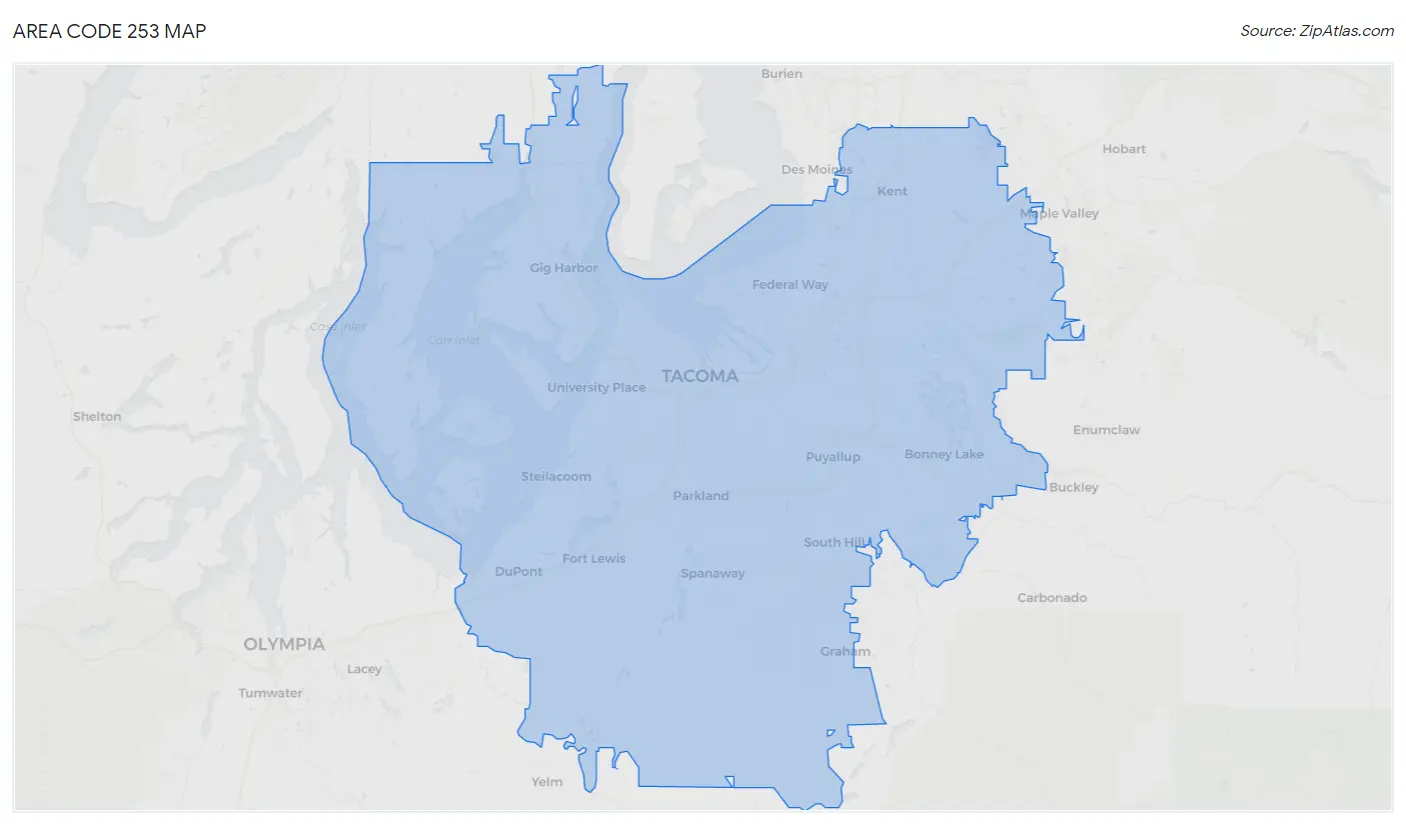 253 Area Code, Washington 2023 Zip Atlas