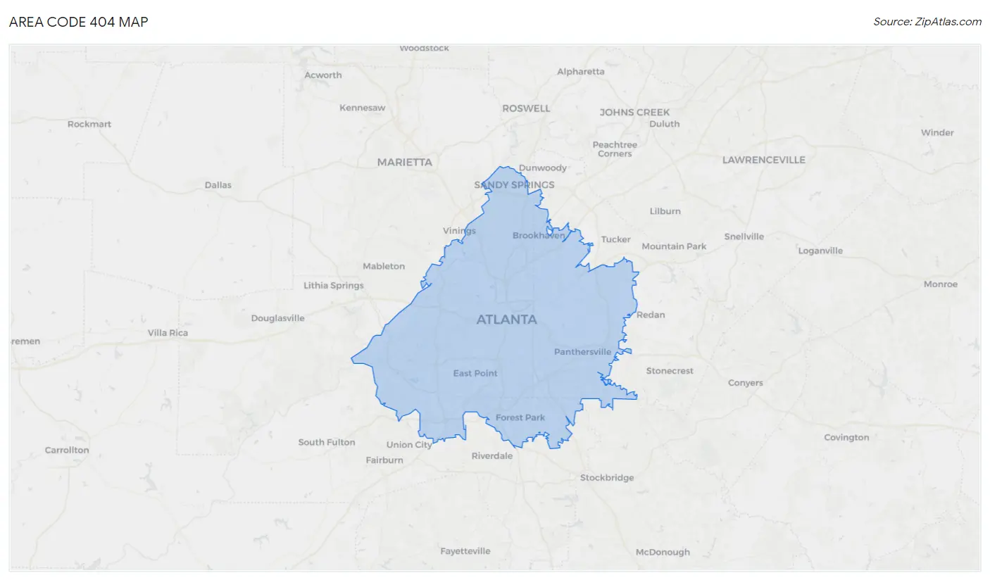 404 Area Code 2023 Zip Atlas