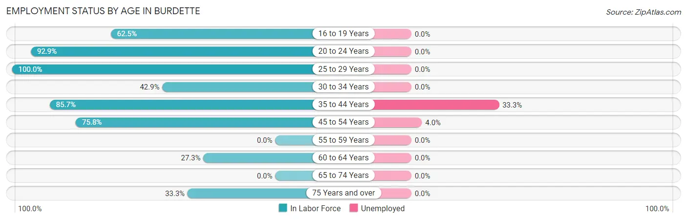 Employment Status by Age in Burdette
