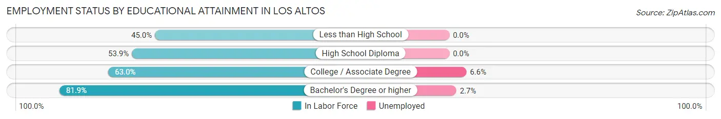 Employment Status by Educational Attainment in Los Altos