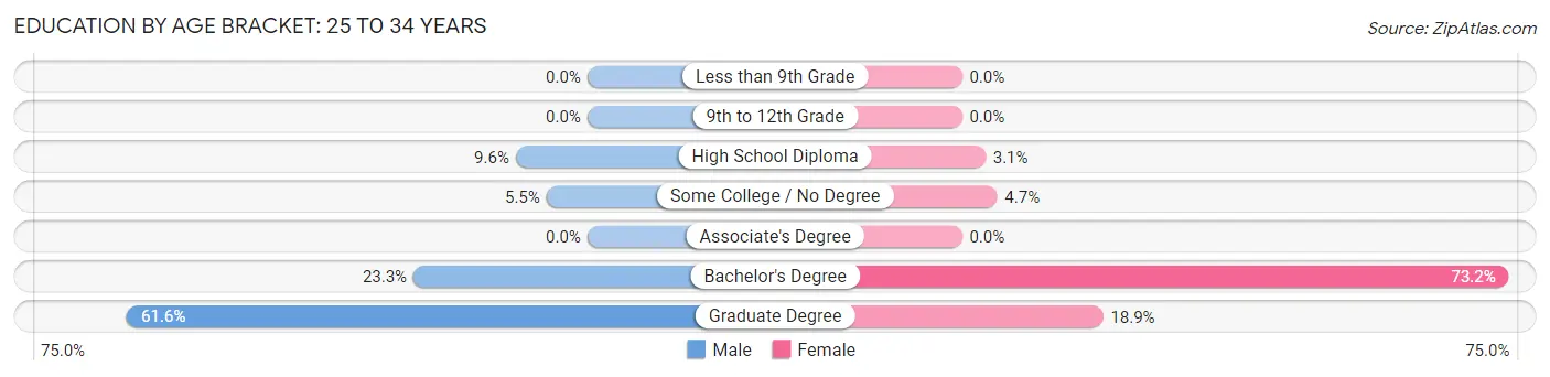 Education By Age Bracket in Loyola: 25 to 34 Years