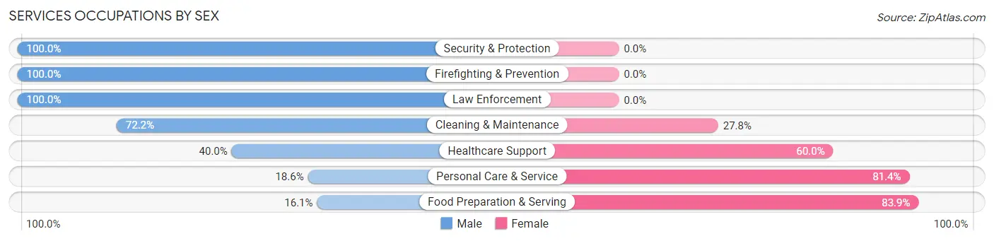 Services Occupations by Sex in Kapaau