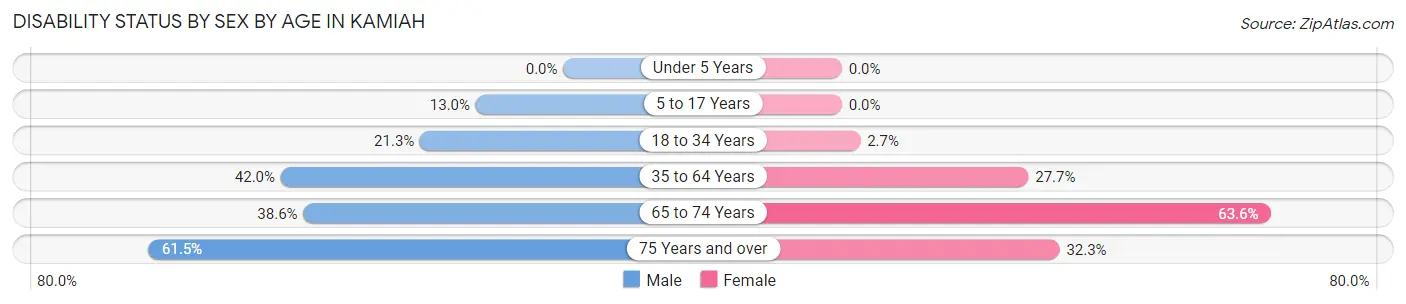 Disability Status by Sex by Age in Kamiah