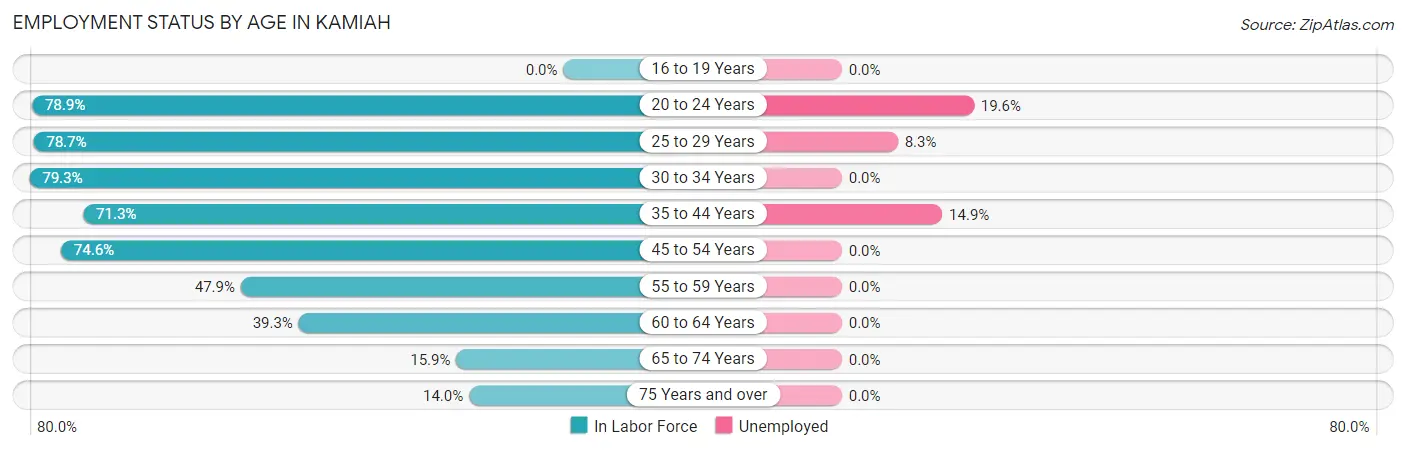 Employment Status by Age in Kamiah