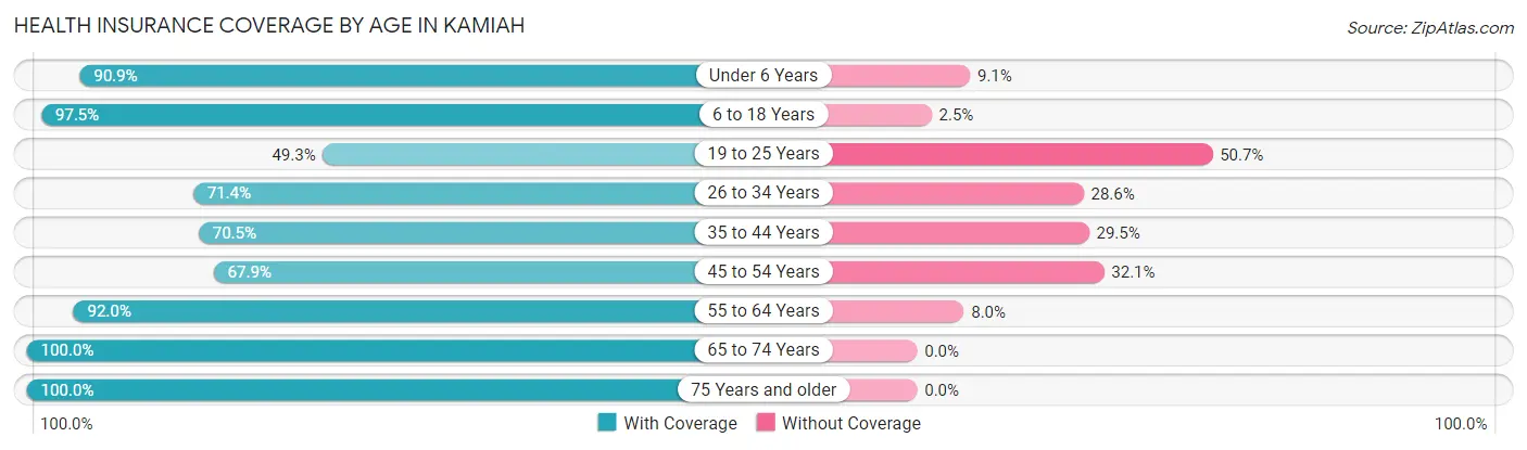 Health Insurance Coverage by Age in Kamiah