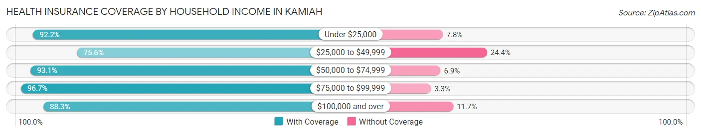 Health Insurance Coverage by Household Income in Kamiah