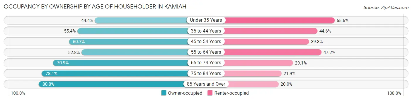 Occupancy by Ownership by Age of Householder in Kamiah