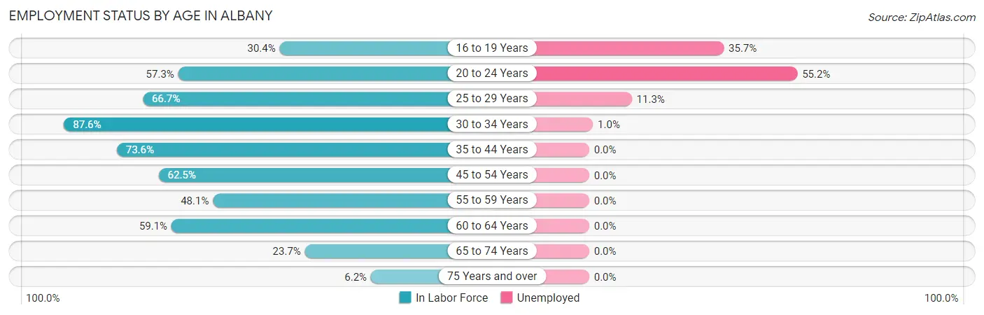 Employment Status by Age in Albany