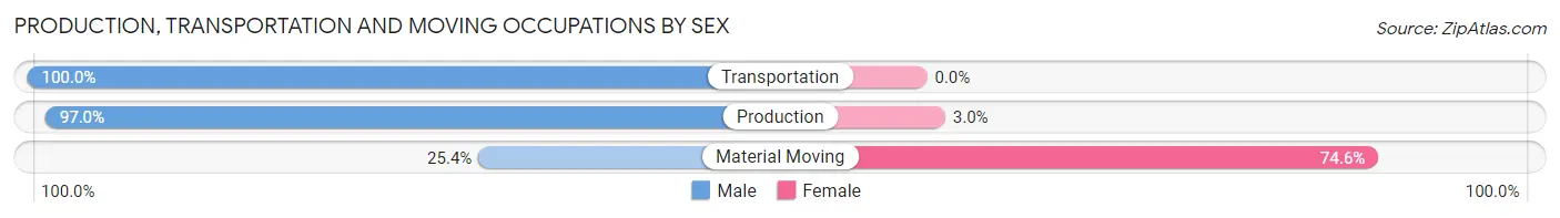 Production, Transportation and Moving Occupations by Sex in Auburn