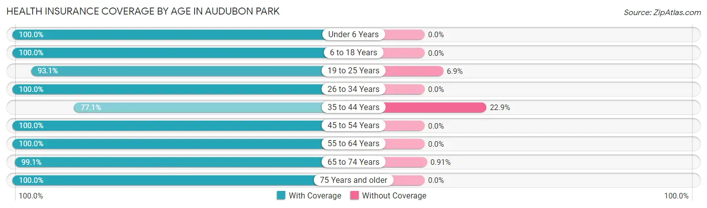 Health Insurance Coverage by Age in Audubon Park