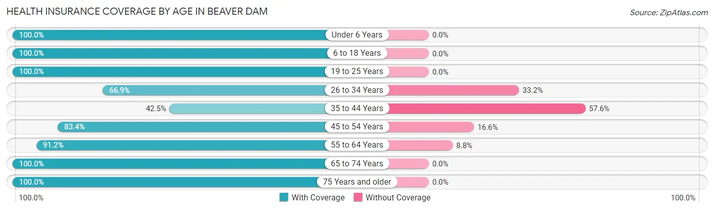 Health Insurance Coverage by Age in Beaver Dam