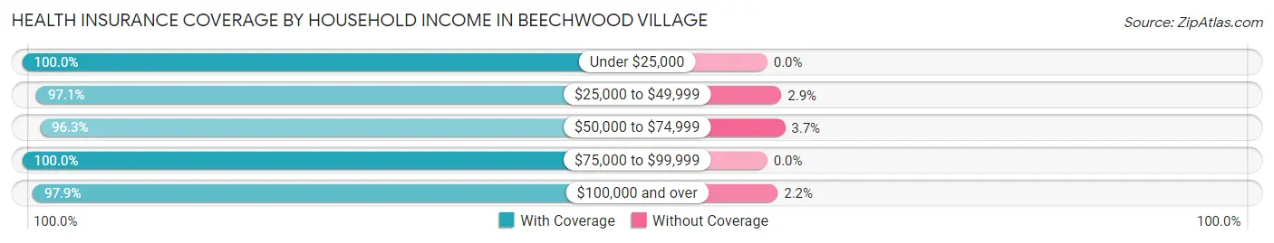 Health Insurance Coverage by Household Income in Beechwood Village