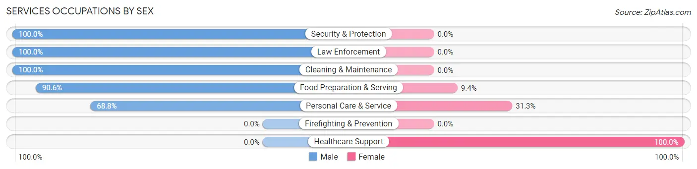 Services Occupations by Sex in Beechwood Village