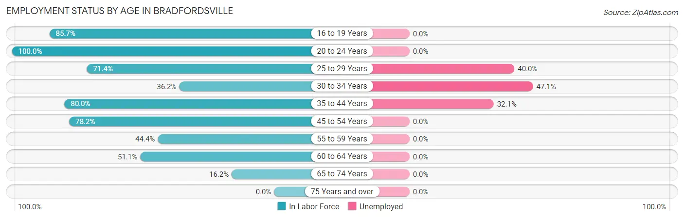 Employment Status by Age in Bradfordsville