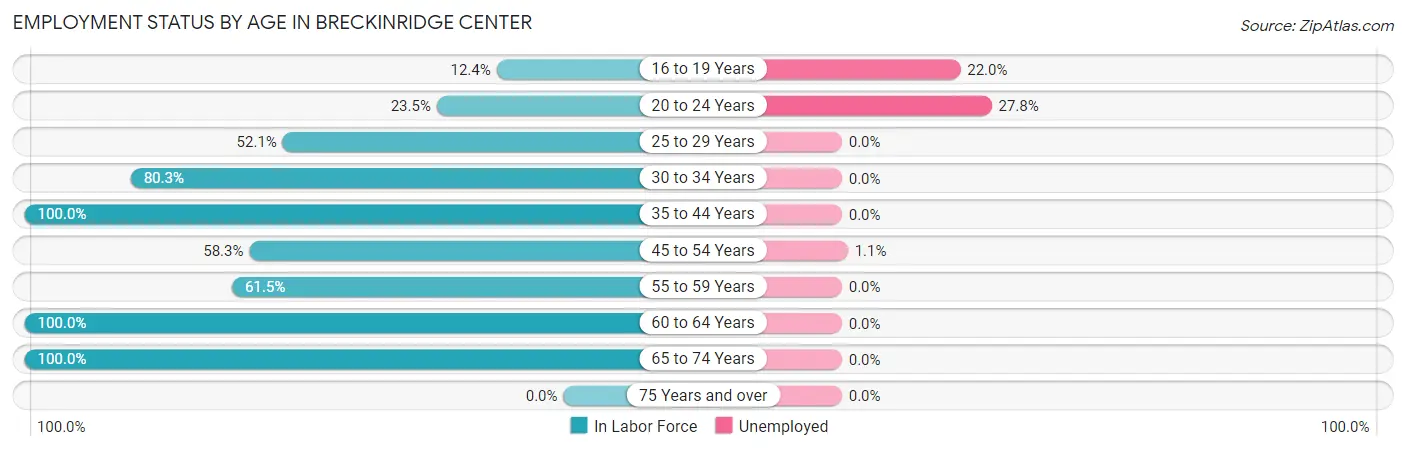 Employment Status by Age in Breckinridge Center