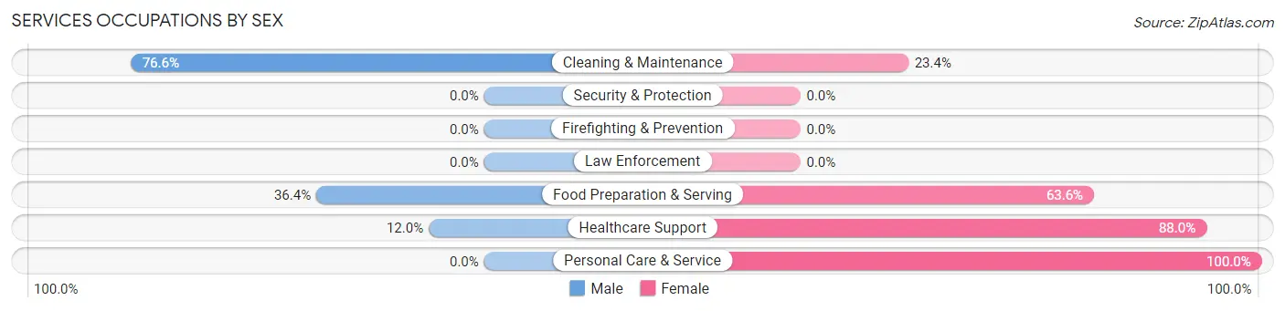 Services Occupations by Sex in Breckinridge Center