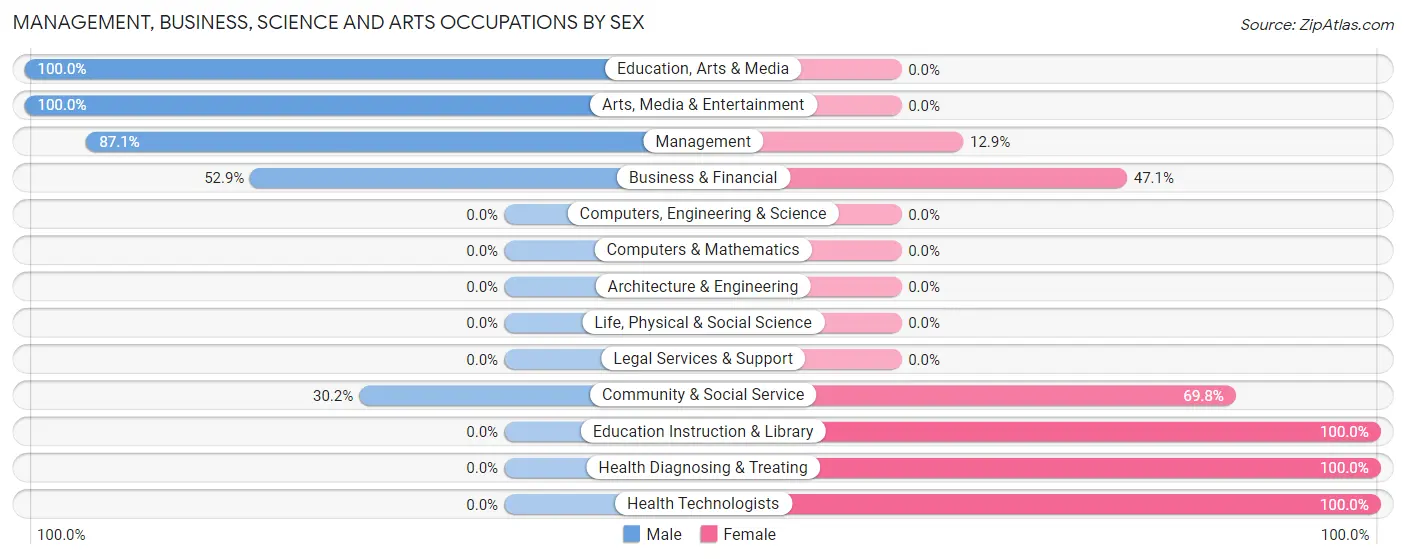 Management, Business, Science and Arts Occupations by Sex in Brooksville