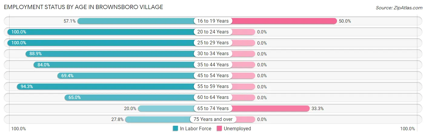 Employment Status by Age in Brownsboro Village