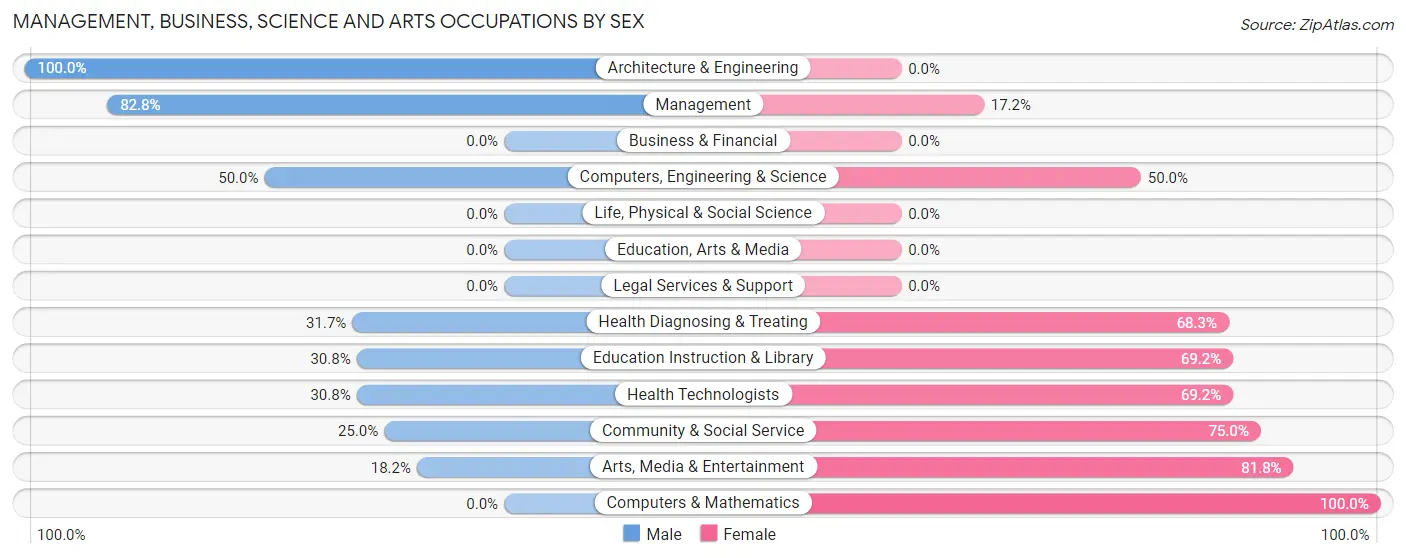 Management, Business, Science and Arts Occupations by Sex in Burgin