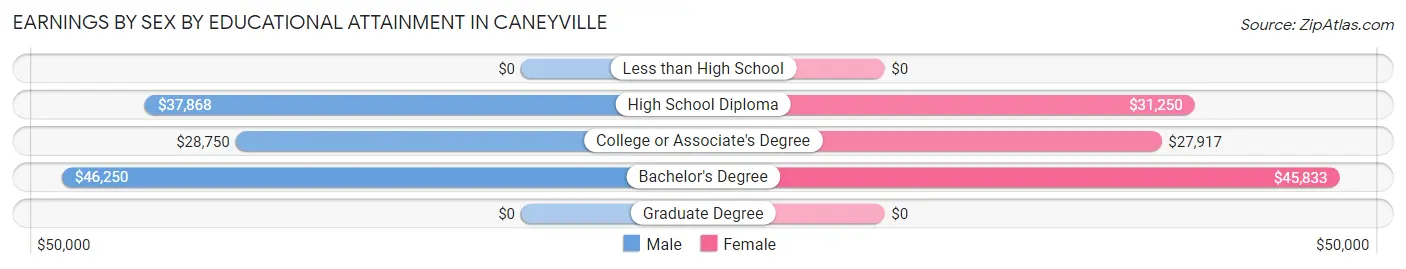 Earnings by Sex by Educational Attainment in Caneyville