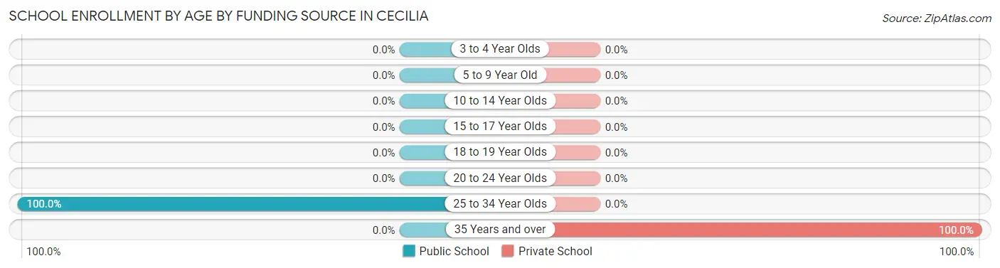 School Enrollment by Age by Funding Source in Cecilia