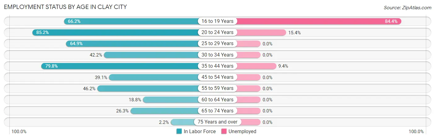 Employment Status by Age in Clay City