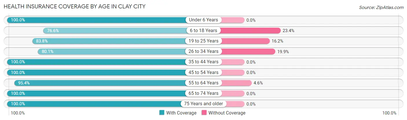 Health Insurance Coverage by Age in Clay City