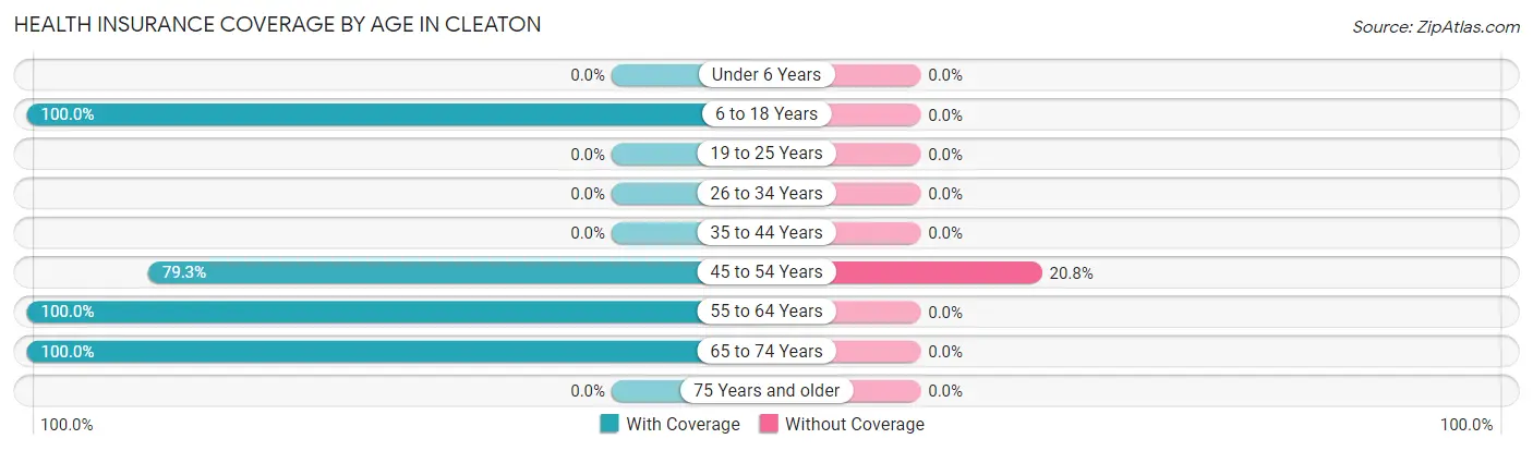 Health Insurance Coverage by Age in Cleaton