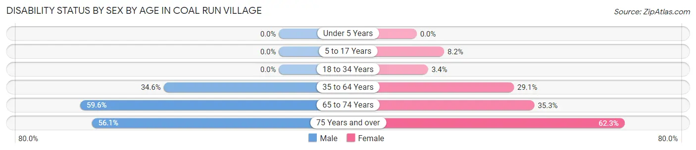 Disability Status by Sex by Age in Coal Run Village