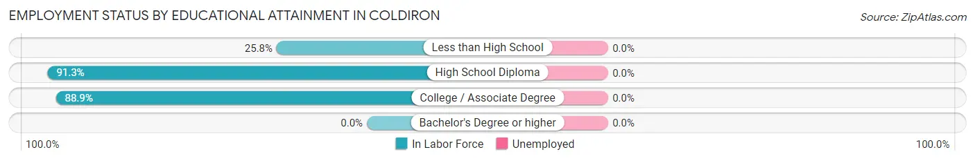 Employment Status by Educational Attainment in Coldiron