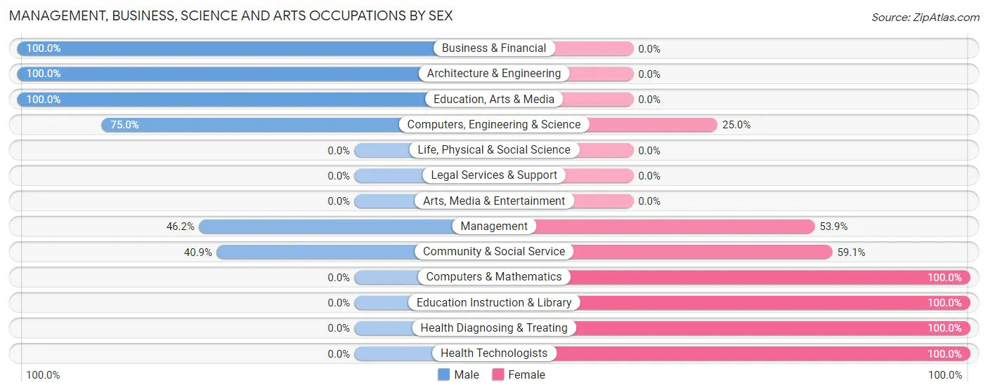 Management, Business, Science and Arts Occupations by Sex in East Bernstadt