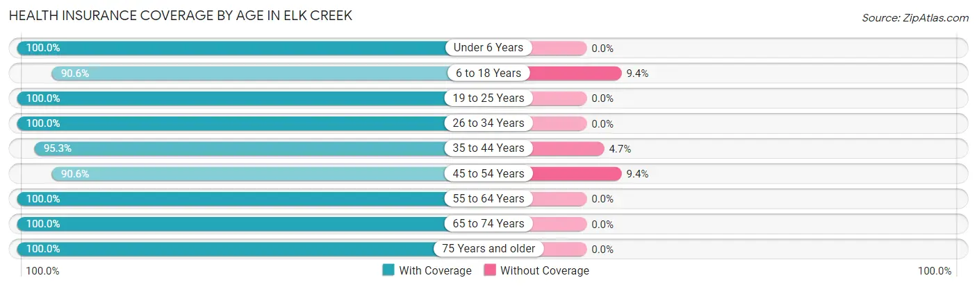 Health Insurance Coverage by Age in Elk Creek