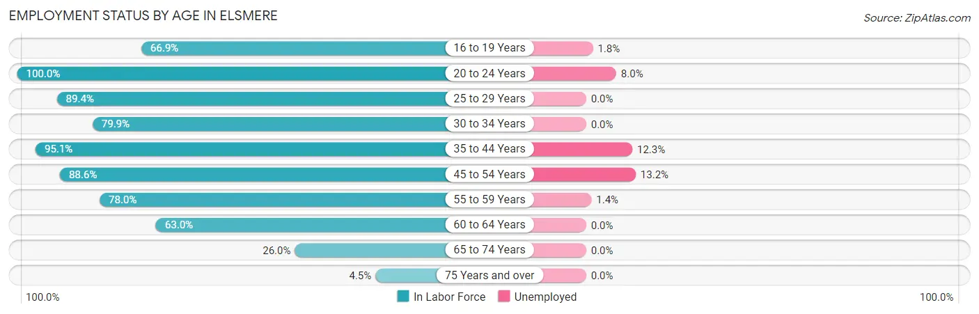 Employment Status by Age in Elsmere
