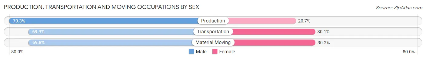 Production, Transportation and Moving Occupations by Sex in Erlanger
