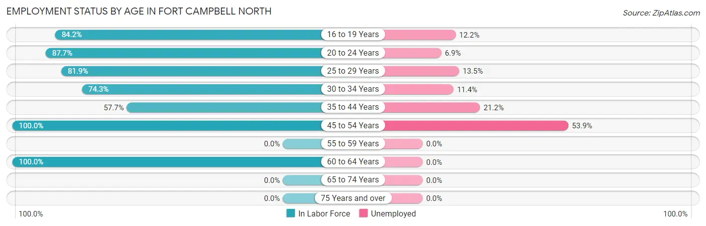 Employment Status by Age in Fort Campbell North